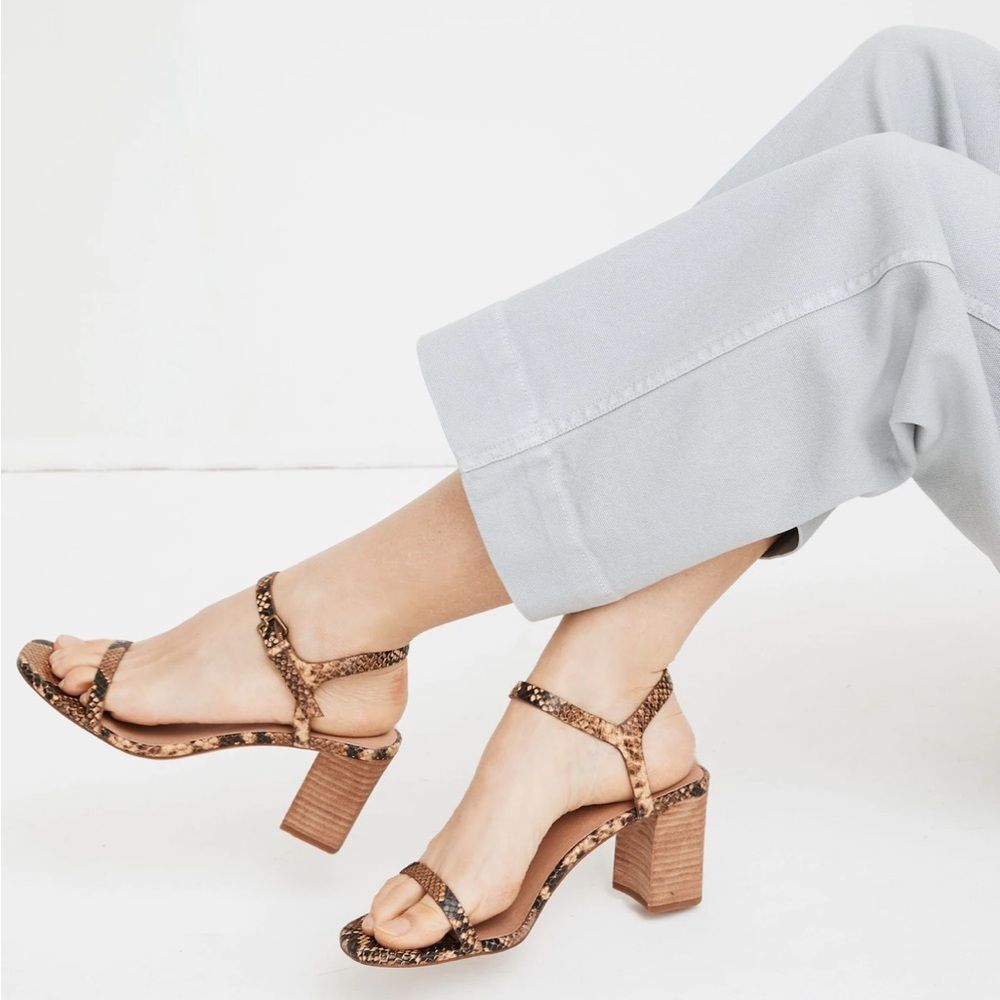 Madewell The Hollie Ankle-Strap Sandal in Snake Embossed Leather